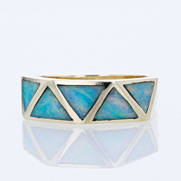 14K Yellow Gold Abalone Shell Inlay Band Ring by Dennis Kalisteo - Picture 1 of 4